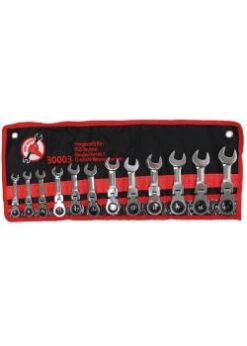 Ratschenring-Maulschlüssel Satz - 180° Kippbarer Ratschen-Ringkopf - Extra Kurz - 12-tlg.