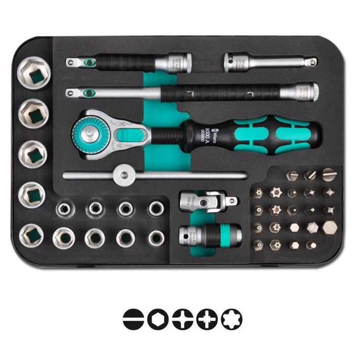 Steckschlüssel-Garnitur - 1/4" - Chrom-Vanadium-Stahl - 42-teilig - Wera 3 Steckschlüssel-Garnitur - 1/4" - Chrom-Vanadium-Stahl - 42-teilig - Wera