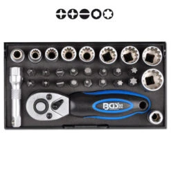 Steckschlüsselsatz 1/4" - 28-teilig - Aus Chrom-Vanadium-Stahl