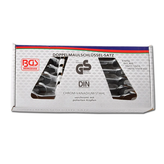 Doppelmaulschl.-Satz - CV-Stahl - 6x7 Bis 17 X19mm - 6-tlg - TÜV/GS - Nach DIN 3 3 Doppelmaulschl.-Satz - CV-Stahl - 6x7 Bis 17 X19mm - 6-tlg - TÜV/GS - Nach DIN 3