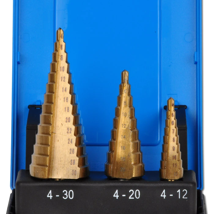 Stufenbohrer-Set - 3-teilig - Titan Nitriert - 4 Bis 30 Mm 4 Stufenbohrer-Set - 3-teilig - Titan Nitriert - 4 Bis 30 Mm – Bild 2