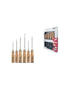 Schraubendreher - Satz (6-tlg) - Schlitz/Phillips - Holz - Serie 162 HK6 SO 3 Schraubendreher - Satz (6-tlg) - Schlitz/Phillips - Holz - Serie 162 HK6 SO