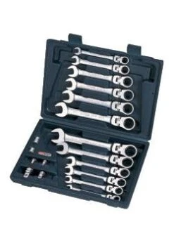 Gelenk-Ratschenschl.-Stz.18-tlg.m.Verriegelung KS