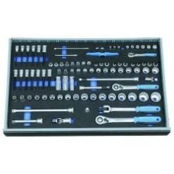 Steckschlüssel-Satz - Antrieb 1/4"-3/8"-1/2" - In Check-Tool-Modul - 91-tlg