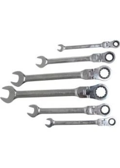 Maul-Ratschenringschlüssel Satz - Größen 8 Bis 19 Mm - Flexible Köpfe - 6-tlg.