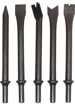 Drucklufthammer Meißel Satz - 10 Mm Rundschaft - Werkstoff MN65 Stahl - 5-tlg. 3 Drucklufthammer Meißel Satz - 10 Mm Rundschaft - Werkstoff MN65 Stahl - 5-tlg.