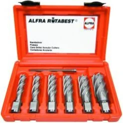 HSS Kernbohrer 6-er Set - ALFRA ROTABEST - Schnitttiefe 50 Mm - 14,0 Bis 26,0 Mm